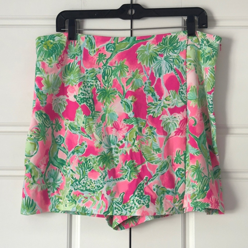 Lilly Pulitzer Skort 14 Pink Cassia Raz Berry Catty Shack Tropical Cats Monkeys